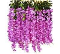 NITAIUN 12 Pezzi Glicine Artificiale Fiori Artificiale Vine Ghirlanda Glicine Finto Rampicante Fiori di Seta Piante Artificiali per Nozze Arco Festa Casa Giardino Hotel Decorazione (Viola)