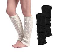 NITAIUN 2 Paia Donne Semplice Inverno Calzini Alti al Ginocchio Senza Piedi,Caldo Scaldamuscoli, Pura Colore Gamba Ginocchio Calzini，Calzini Alti al Ginocchio Senza Piedi