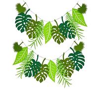 NITAIUN 2 Pezzi Tropical Fiesta Palm Garland - 4.6m Foglia Tropicale Banner Ghirlanda di Palme Tropicali Felt Leaf per Giungla Tema Festa di Compleanno Decor Feste Hawaiano Luau (verde)