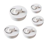 NITAIUN 5 Pezzi Tappo di Scarico Set Lavandino Bagno Tappo in Gomma con anello 5 Taglie Cucina Bagno Tappo Lavello Bianco Anello Appeso per Vasca da Bagno Cucina e Bagno