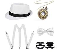 NITAIUN Set di Accessori Anni '20 da Uomo, 1920s Gatsby Accessori Gangster Costume Accessori Kit Mafia Anni '20 Charleston Fancy Dress, per Natale Carnevale Festa in Maschera Feste a Tema (Style F)