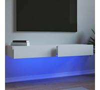 NITCA 2 pz Mobile Porta TV con Luci LED, Mobile Televisore a Parete Moderno, Mobiletto TV, Mobile TV Soggiorno in Legno #1, Bianco 2 pz 60x35x15,5 cm