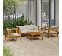 NITCA 5 pz Set Salotto da Esterno con Cuscini, Set Divani da Giardino in Legno, Salotto da Giardino e Terrazza, Set Mobili da Giardino Esterno, Crema #2