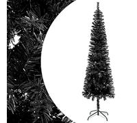 NITCA Albero di Natale Artificiale, Albero di Natale Slim con Supporto in Acciaio, Albero di Natale Decorazione Natalizia Esterni Interni, Nero 240x61 cm