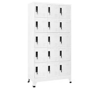 NITCA Armadietti Spogliatoio Metallici, Armadietto per Ufficio con 15 Scomparti e Serratura, Armadi Archivio in Acciaio, per Ufficio, Scuole e Palestra, Bianco 90x40x180 cm
