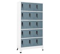 NITCA Armadietti Spogliatoio Metallici, Armadietto per Ufficio con 15 Scomparti e Serratura, Armadi Archivio in Acciaio, per Ufficio, Scuole e Palestra, Grigio Chiaro e Grigio Scuro 90x40x180 cm