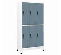 NITCA Armadietti Spogliatoio Metallici, Armadietto per Ufficio con 6 Scomparti e Serratura, Armadi Archivio in Acciaio, per Ufficio, Scuole e Palestra, Grigio Chiaro e Grigio Scuro 90x45x180 cm