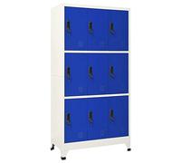 NITCA Armadietti Spogliatoio Metallici, Armadietto per Ufficio con 9 Scomparti e Serratura, Armadi Archivio in Acciaio, per Ufficio, Scuole e Palestra, Grigio e Blu 90x45x180 cm