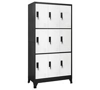 NITCA Armadietti Spogliatoio Metallici, Armadietto per Ufficio con 9 Scomparti e Serratura, Armadi Archivio in Acciaio, per Ufficio, Scuole e Palestra, Antracite e Bianco 90x45x180 cm