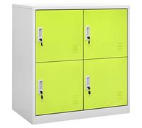 NITCA Armadietto Metallico con 4 Scomparti Armadio con Chiave, Armadietti Organizzatore in Acciaio per Scuole e Uffici, Grigio Chiaro e Verde, 90x45x92,5 cm