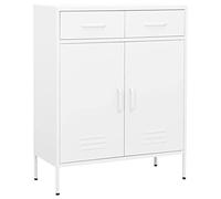 NITCA Armadietto Multiuso in Metallo, Credneza, Mobiletto, Cassettiera, Armadiomper Ufficio, con 2 Ante, 2 Cassetti e 1 Mensola Regolabile, Bianco 80x35x101,5 cm