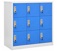 NITCA Armadietto Spogliatoio Armadio Metallico con 9 Scomparti Armadietto con Chiave, Armadietti Organizzatore in Acciaio per Scuole e Uffici, Grigio Chiaro e Blu 90x45x92,5 cm