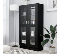 NITCA Armadietto Vetrina Soggiorno Moderna, Mobile Espositivo Nero 82,5x30,5x150 cm in Legno Multistrato