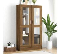 NITCA Armadietto Vetrina, Vetrina Soggiorno, Mobile Vetrina, Vetrina, Vetrina Soggiorno Moderna, Vetrina Espositiva, Rovere Marrone 82,5x30,5x150cm Legno Multistrato