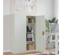 NITCA Armadio per Ufficio,Armadio Archivio Documenti 2 Ante,Armadietto Multiuso,per Casa,Ufficio, Studio,Portadocumenti con Chiave Chiusura,in Acciaio Grigio, Grigio Chiaro 90 x 40 x 140 cm