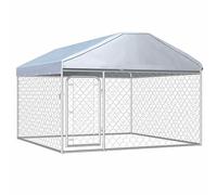 NITCA Canile da Esterno con Tetto,Box da Giardino Recinzione per Cani Gabbia,Box Cane Metallo Esterno,Gabbia per Cani Grandi in Metallo, 200x200x135 cm 0