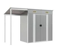 NITCA Capanno da Giardino,Casetta da Giardino Porta Utensili, Capanno da Giardino in Acciaio con Porte Scorrevoli,Capanno da Giardino in Acciaio,Grigio Chiaro 277x110,5x181cm Acciaio