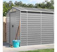 NITCA Casetta Attrezzi Giardino, Casetta da Giardino, Casetta Attrezzi, Casetta da Giardino per Attrezzi, Capanno da Giardino Grigio Chiaro 191x470x198cm Acciaio Zincato