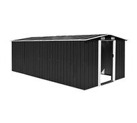 NITCA Casetta da Giardino,capanna per Attrezzi con Tetto a puntine e persiane,Porta a Due Ante MOD,con Fondazione e Doppia Porta Scorrevole, in Metallo Verde, Antracite 257 x 489 x 181 cm