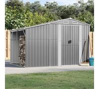NITCA Casetta da Giardino con Portalegna, Capanno da Giardin in Acciaio, Casetta Porta Attrezzi da Giardino, Capannone di Stoccaggio Esterno, Grigio 277x192.5x179 cm
