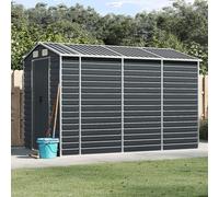 NITCA Casetta da Giardino per Attrezzi, Capanno da Giardino in Metallo con Tetto Inclinato, Ripostiglio per Attrezzi con Porte Scorrevoli per Giardino, Cortile, Antracite 191x300x198 cm