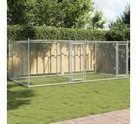 NITCA Gabbia per Cani con Porte Grigia,Gabbia per Cani - Box per Animali,Kennel Recinto per Cani da Esterno a Maglie con Porta con Blocco,in Acciaio Zincato, 4 x 2 x 1.5 m 2 Ante