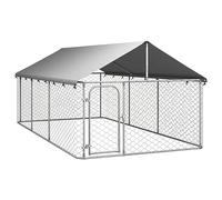 NITCA Gabbia per Cani da Esterno con Tetto, Canile da Esterno Grande con Tetto, Box Cane Metallo Esterno, Argento 400x200x150 cm