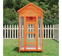 NITCA Gabbia per Uccelli, Gabbia Voliera per Uccelli, Canarini e Pappagalli, in Metallo, 91,5x53x170 cm, Legno Massello Pino, Marrone