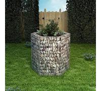 NITCA Gabbione Letto Rialzato da Giardino Esagonale in Acciaio Zincato, Gabbioni Metallici, Gabbione in Rete, Gabbioni Giardino Esterno, Argento 100x90x100 cm