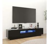 NITCA Mobile Porta TV con Luci LED, Mobile Televisore a Parete Moderno, Mobiletto TV, Mobile TV Soggiorno in Legno, Nero 180x35x40 cm