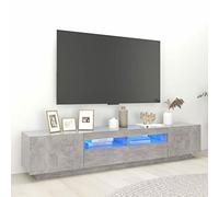 NITCA Mobile Porta TV con Luci LED, Mobile Televisore a Parete Moderno, Mobiletto TV, Mobile TV Soggiorno in Legno, Grigio Cemento 200x35x40 cm