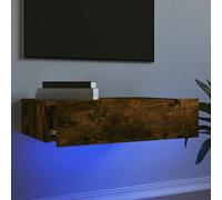 NITCA Mobile Porta TV con Luci LED, Mobile Televisore a Parete Moderno, Mobiletto TV, Mobile TV Soggiorno in Legno #1, Rovere Fumo 60x35x15,5 cm