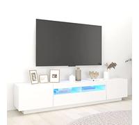 NITCA Mobile Porta TV con Luci LED, Mobile Televisore a Parete Moderno, Mobiletto TV, Mobile TV Soggiorno in Legno, Bianco 200x35x40 cm