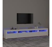 NITCA Mobile Porta TV con Luci LED, Mobile Televisore Moderno, Mobiletto TV, Mobile TV Soggiorno in Legno, Bianco 240x35x40 cm
