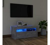 NITCA Mobile Porta TV con Luci LED, Mobile Televisore Soggiorno, Mobiletto TV con 2 Ripiani e 2 Scomparti, Mobile TV, Grigio Cemento 90x35x40 cm