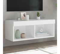NITCA Mobile Porta TV con Luci LED,Mobile TV Soggiorno,Mobile per TV, Mobile con Cassetti Porta TV,Sospeso Cassetto Sospeso Mobile TV, Bianco 80x30x30 cm