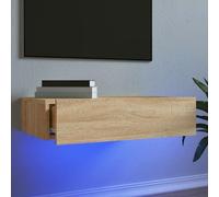 NITCA Mobile Porta TV con Luci LED, Televisore a Parete Moderno, TV Soggiorno in Legno #1, Rovere Sonoma 60x35x15,5 cm
