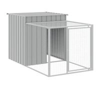 NITCA Pollaio con Area Corsa,Casetta Cani,Casette per Cani,Pollaio Area Corsa,Pollai e Gabbie,Pollaio per Galline da Esterno,Grigio Chiaro 110x201x110 cm Acciaio Zincato
