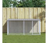 NITCA Pollaio da Esterno, Gabbia per Galline, Recinto, Tetto Grigio Chiaro 203x98x90 cm Acciaio Zincato