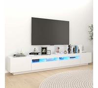 NITCA Porta TV con Luci LED, Televisore a Parete Moderno, Mobile TV Soggiorno in Legno, Bianco 260x35x40 cm