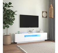 NITCA Porta TV con Luci LED, Televisore Soggiorno, Mobiletto TV Moderno in Legno #3, Bianco 160x35x40 cm