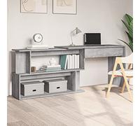 NITCA Scrivania,Scrivania con Libreria Reversibile,Scrivania per Computer,Scrivania Gaming Ergonomica,Tavolo per PC da Studio con Cassetto,in Legno Multistrato, Angolare Grigio Sonoma 200x50x76 cm