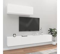 NITCA Set di Mobili Porta TV 3 pz, Set Mobile TV in Legno, Parete Attrezzata Soggiorno Moderna, Base TV Sala da Pranzo, Bianco 100x30x30 cm Tipo 3