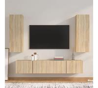 NITCA Set di Mobili Porta TV 4 pz, Set Mobile TV in Legno, Parete Attrezzata Soggiorno Moderna, Base TV Sala da Pranzo, Rovere Sonoma 80x30x30 cm Tipo 2