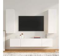 NITCA Set di Mobili Porta TV 4 pz, Set Mobile TV in Legno, Parete Attrezzata Soggiorno Moderna, Base TV Sala da Pranzo, Bianco 80x30x30 cm Tipo 2