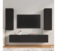 NITCA Set di Mobili Porta TV 4 pz, Set Mobile TV in Legno, Parete Attrezzata Soggiorno Moderna, Base TV Sala da Pranzo, Nero 80x30x30 cm Tipo 2