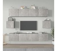 NITCA Set di Mobili Porta TV 6 pz, Set Mobile TV in Legno, Parete Attrezzata Soggiorno Moderna, Base TV Sala da Pranzo, Grigio Cemento 80x30x30 cm Tipo 2