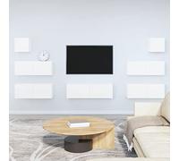 NITCA Set di Mobili Porta TV 7 pz, Set Mobile TV in Legno, Parete Attrezzata Soggiorno Moderna, Base TV Sala da Pranzo, Bianco 100x30x30 cm Tipo 2