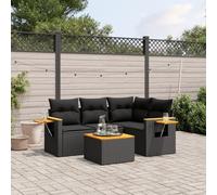 NITCA Set Divano da Giardino con Contenitore Conservazione,Set da arredo per Esterno, Set Salotto da Esterno,Mobili da Giardino,Set da Giardino,in Polyrattan, Nero 5 pz Tipo 1