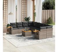 NITCA Set Divano da Giardino con Contenitore Conservazione,Set da arredo per Esterno, Set Salotto da Esterno,Mobili da Giardino,Set da Giardino,in Polyrattan, Grigio 9 pz Tipo 1